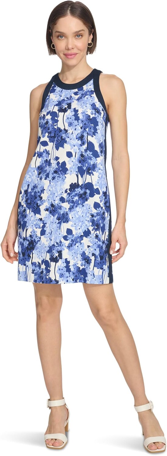 Платье Tommy Hilfiger Textured Halter Shift Dress, цвет Ivory Multi/Sky Captain — фото 4