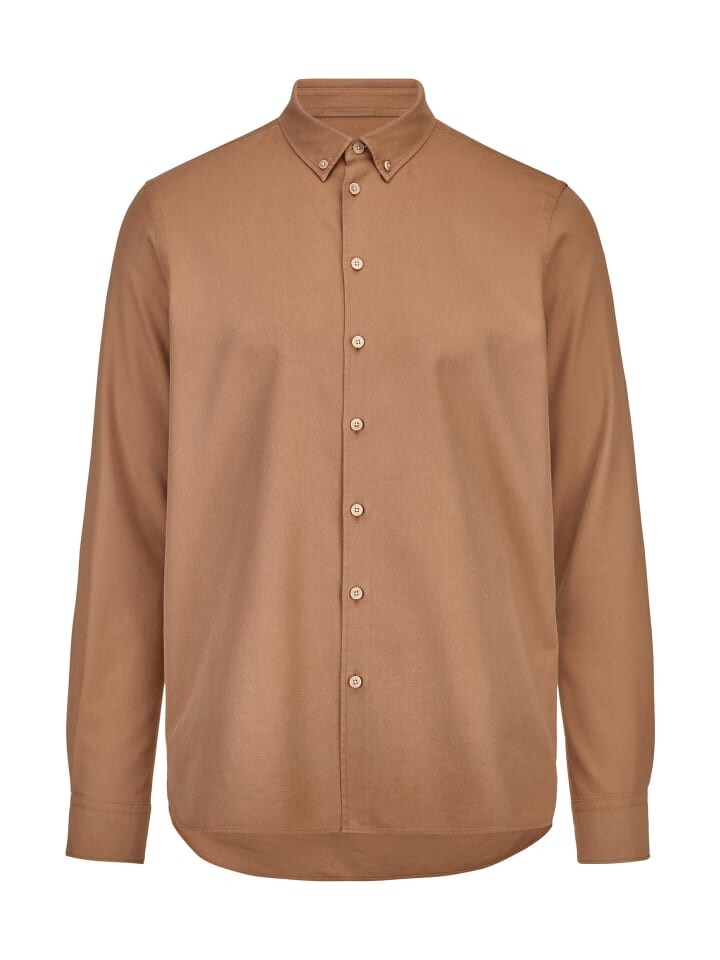 

Рубашка Hessnatur Twill Regular aus Bio Baumwolle und Tencel Lyocell, кэмел