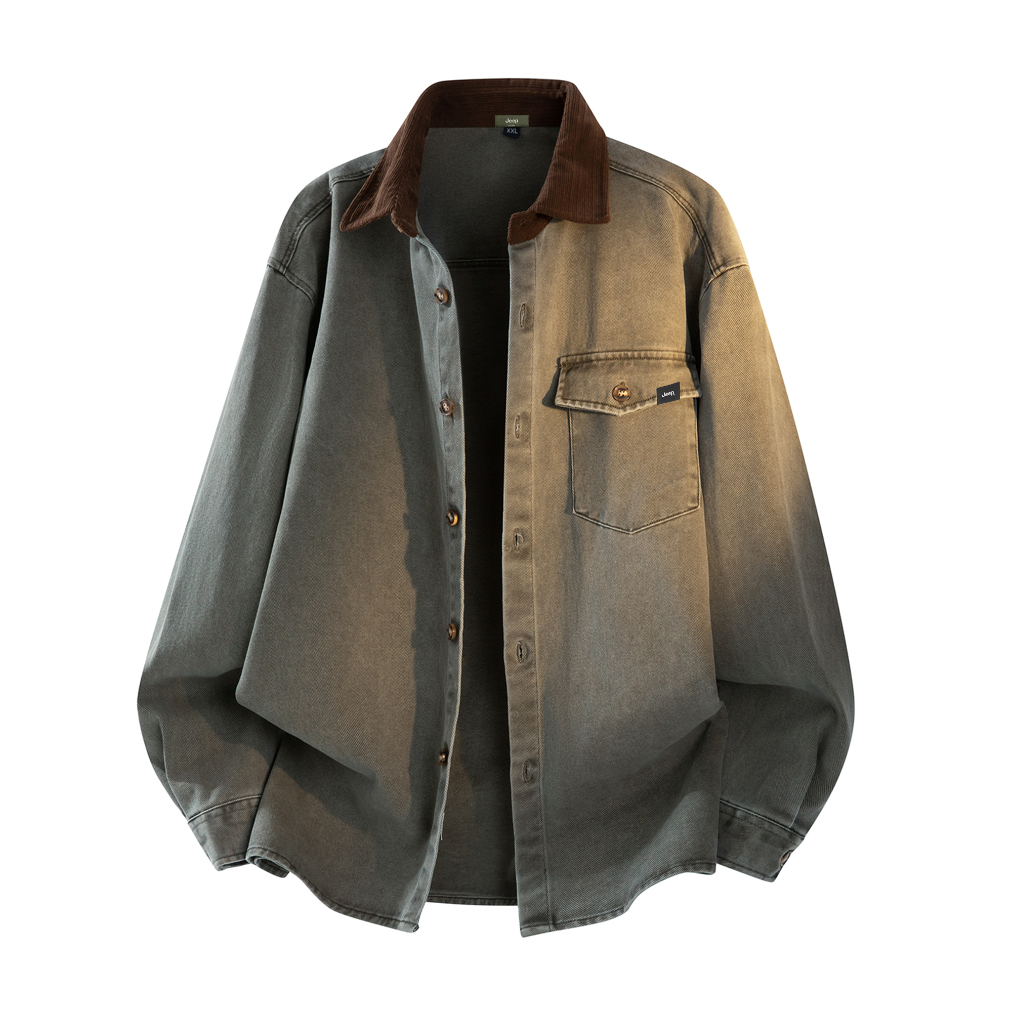 

Рубашка Unisex Lapel Moderate Workwear Jeep, оливково-зеленый