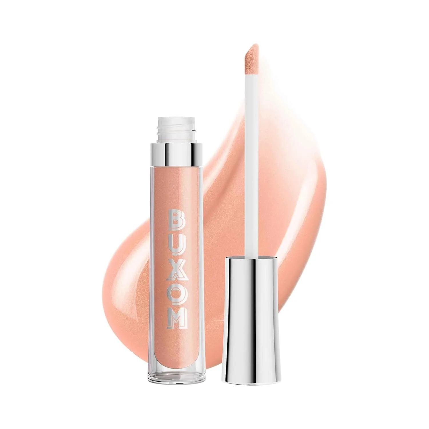 Buxom Full-On Plumping Lip Polish, блеск для губ, тонирующий блеск для губ, формула с пептидами и витамином Е для придания губам объема и увлажнения. 4,4 мл (1 шт.), AU Samantha (Peachy Beige Shimmer)