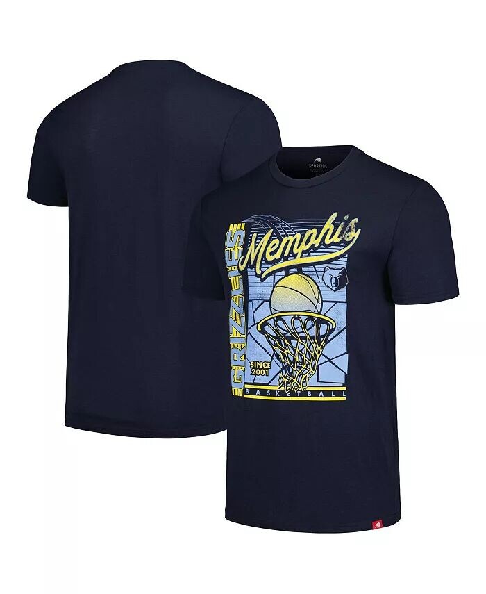 

Футболка Memphis Grizzlies Swish Super-Soft Comfy Tri-Blend из ткани темно-синего цвета с потертостями для мужчин и женщин Sportiqe