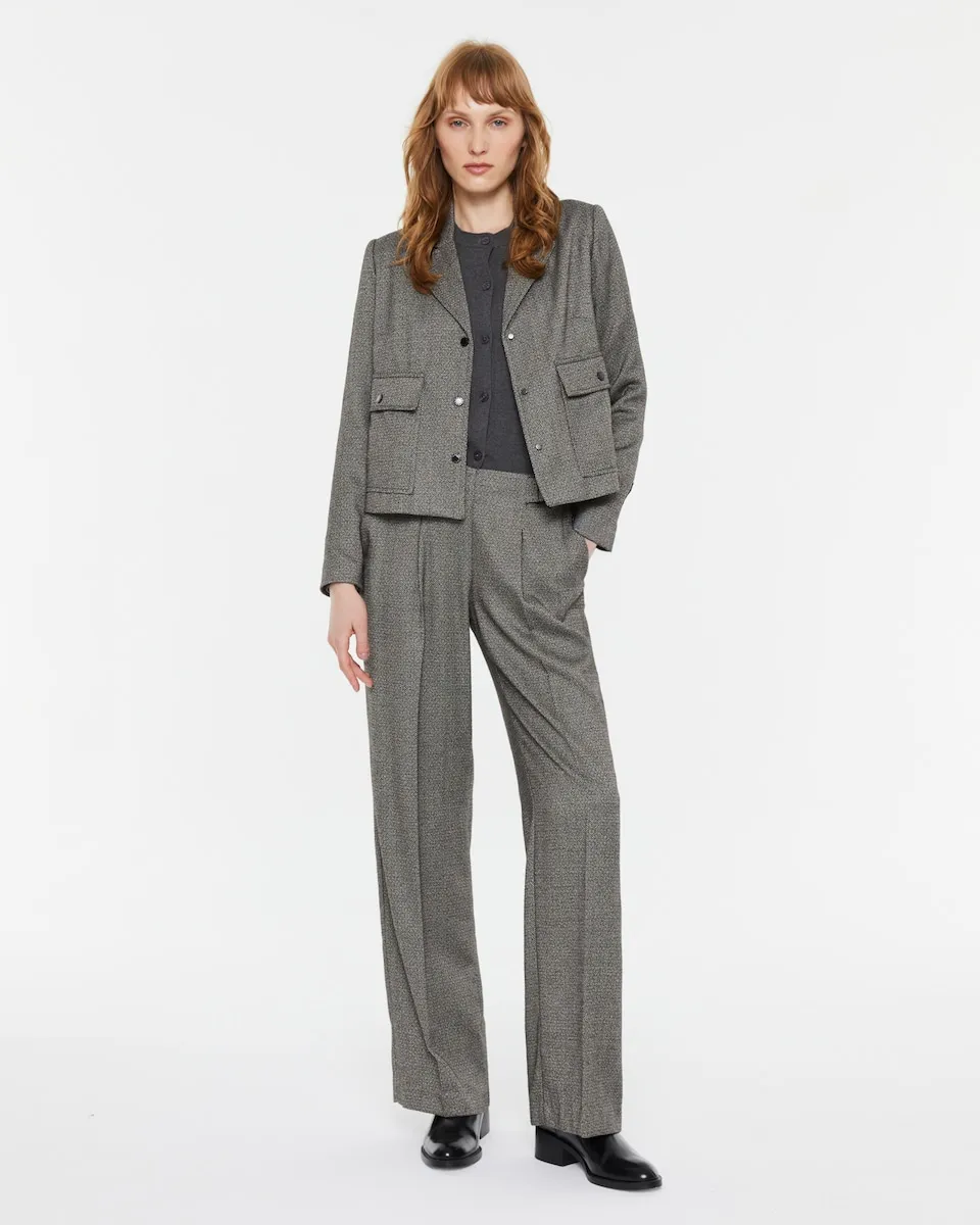 

Женские широкие брюки с защипами и высокой посадкой Andam, серый