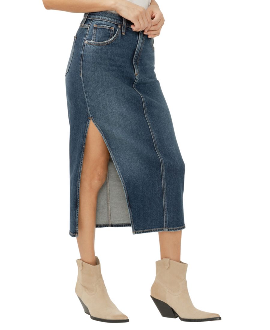 Женская джинсовая юбка миди с боковым разрезом Silver Jeans Co, Dolly — фото 2