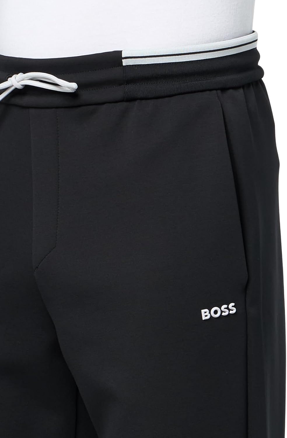 Брюки спортивные мужские BOSS Interlock Logo из хлопковой смеси, Black Gloss — фото 3