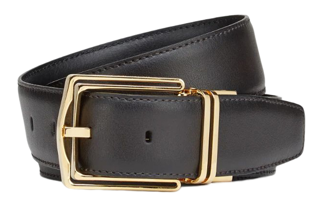 

Ermenegildo Zegna Кожаный мужской ремень тёмно-коричневый чёрный, Dark Brown/Black