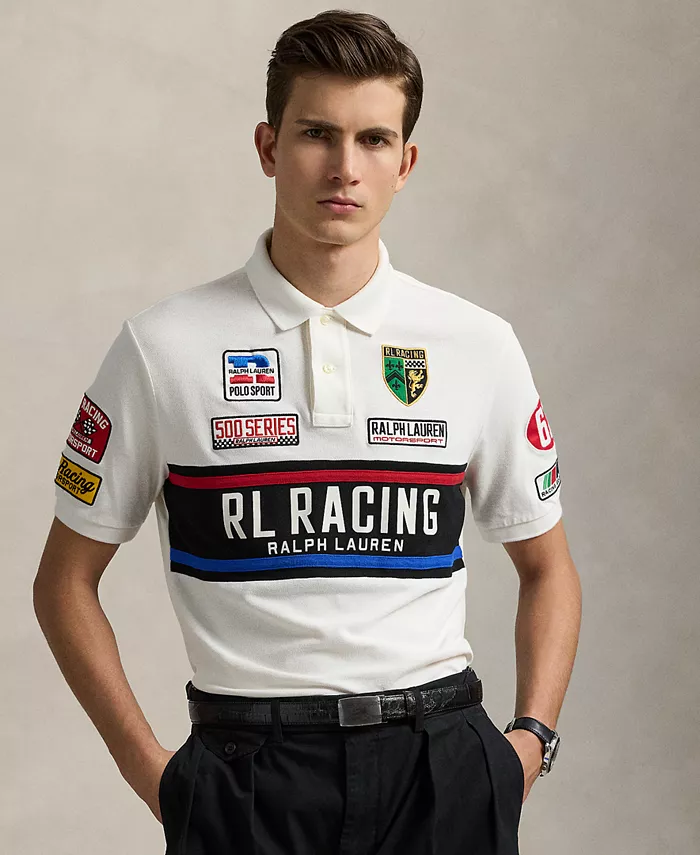 

Мужская классическая поло с сетчатыми вставками и принтом Polo Ralph Lauren, белый