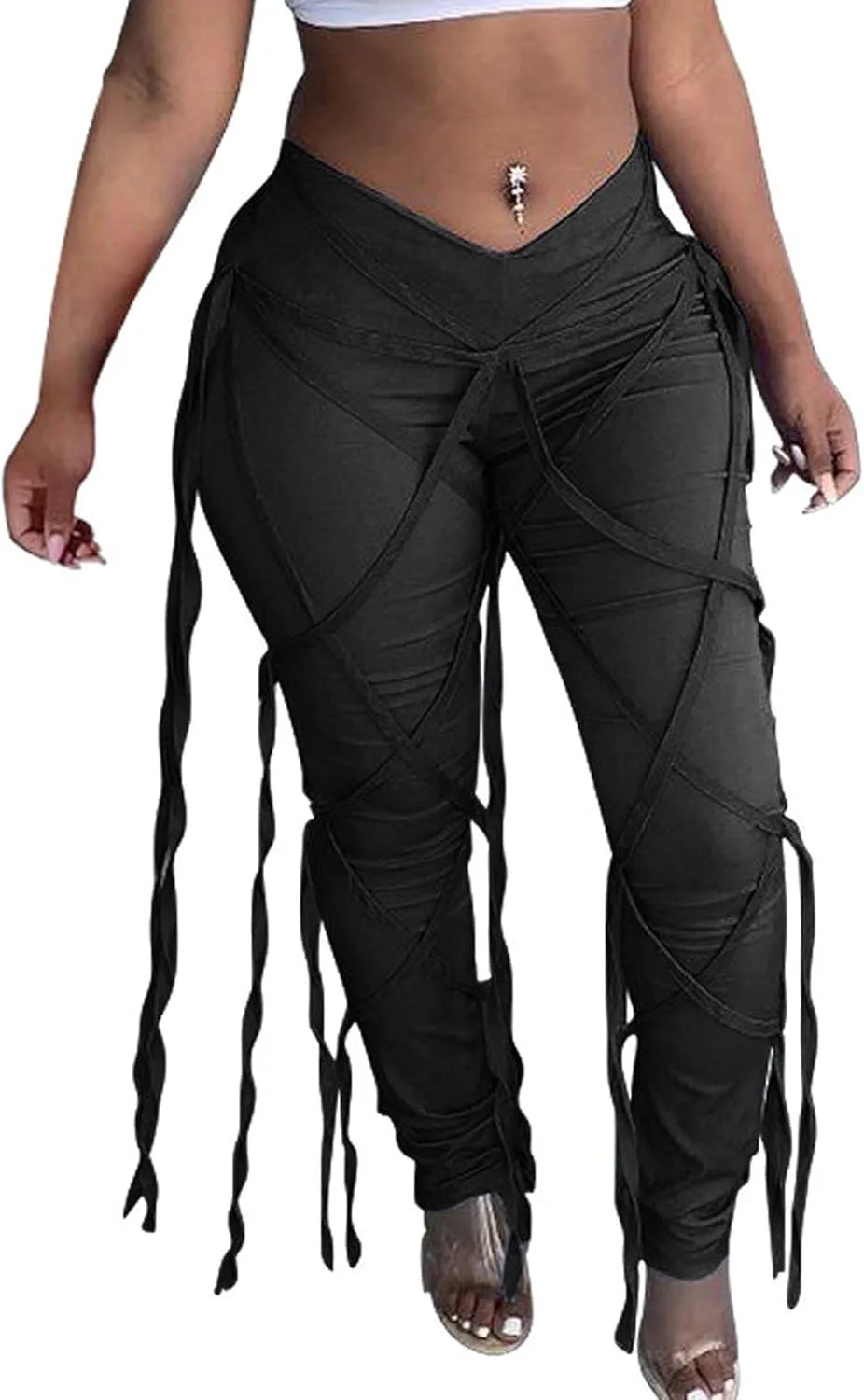 

SOMTHRON женские джинсы с лямками и шнуровкой