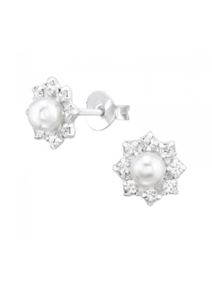 

Alexander York Серьги-гвоздики с жемчугом и кристаллами в оправе из серебра 925 пробы, комплект из 2 штук