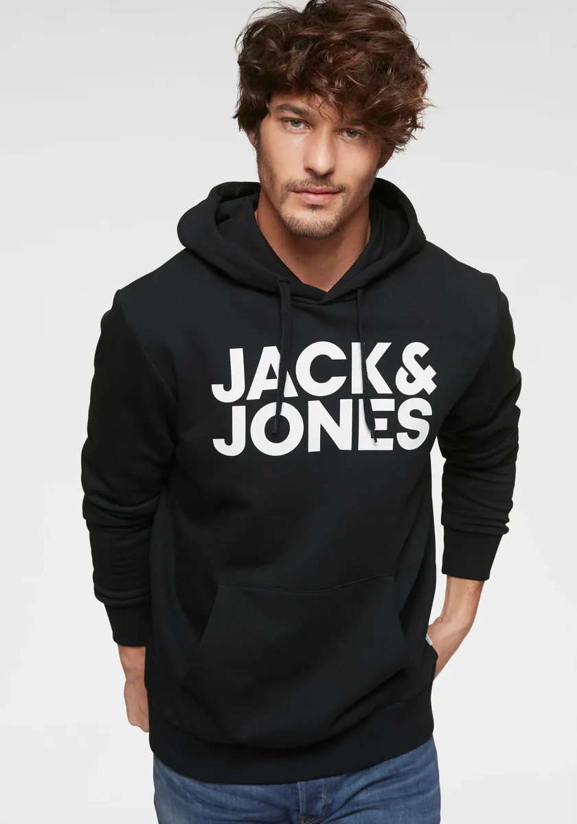

Толстовка Jack & Jones с капюшоном "CORP Logo Hoodie" и принтом логотипа, черный