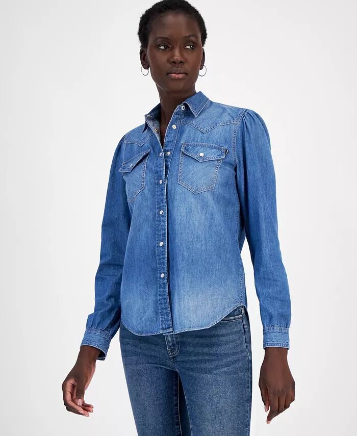 

Женская хлопковая джинсовая рубашка в стиле вестерн Nautica Jeans, синий