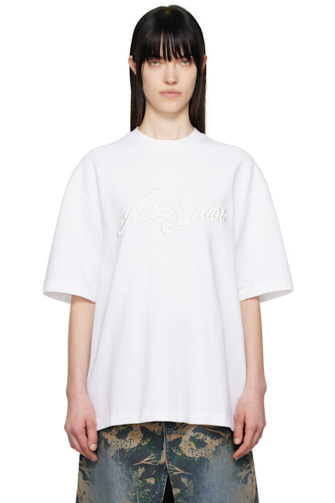 

Белая футболка свободного кроя с логотипом Acne Studios