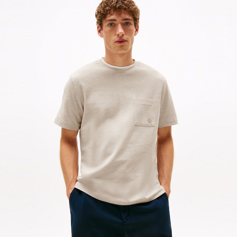 Tommy Hilfiger Футболка мужская светло-бежевая — фото 4