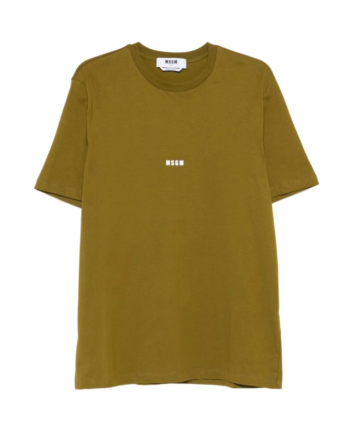 

Хлопковая футболка с напечатанным логотипом Msgm, зеленый