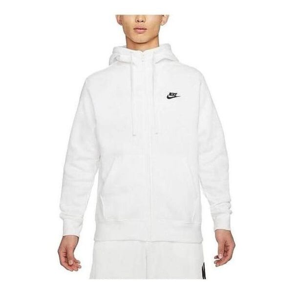 Куртка спортивная одежда клуб флисовая толстовка с капюшоном на молнии Nike, белый — фото 2