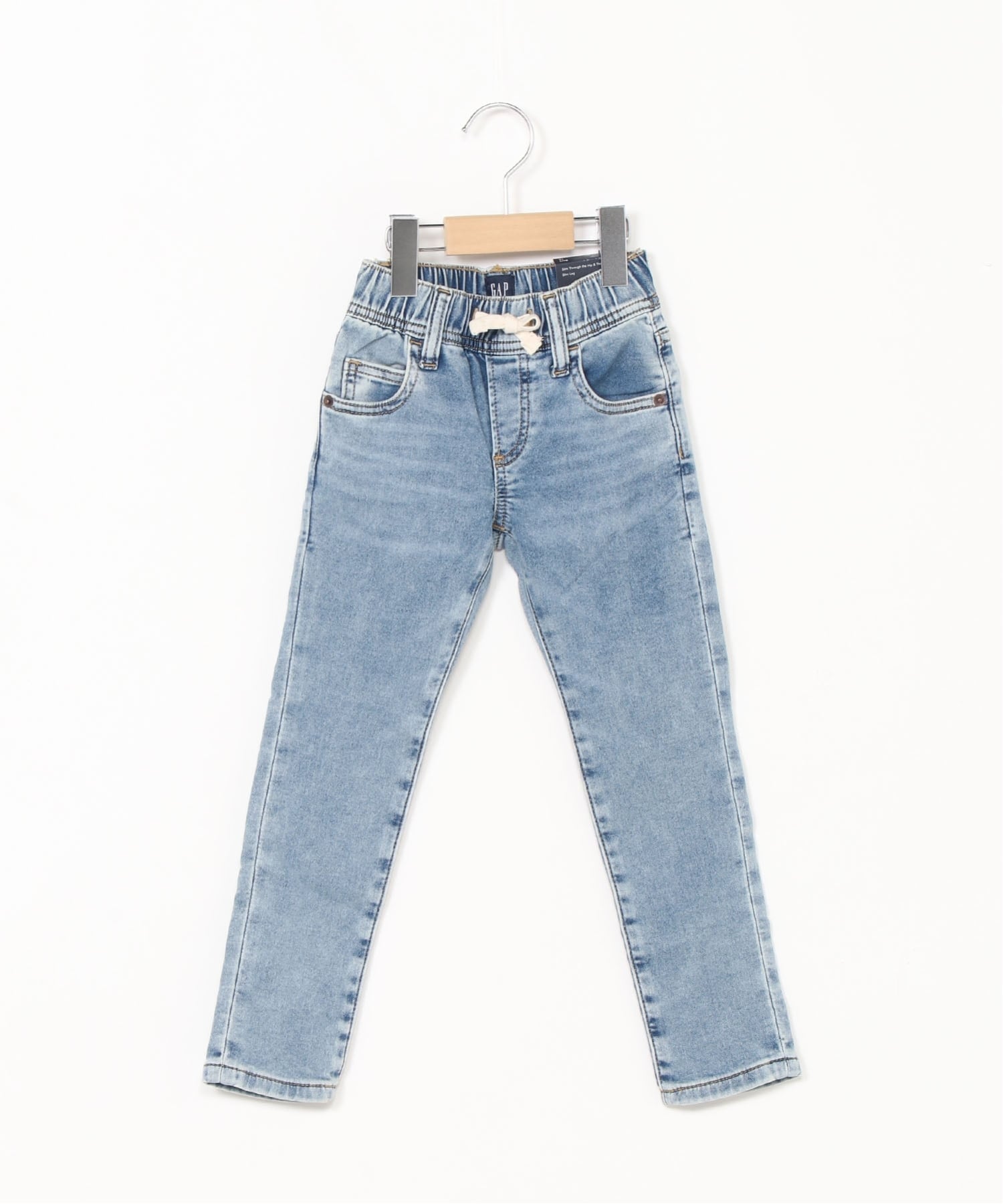 (K) Узкие спортивные штаны-джинсы на резинке (детские) GAP, MEDIUM WASH — фото 3