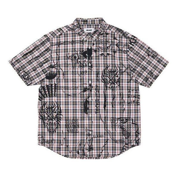 

Рубашка x lotties crossover hand painted plaid short sleeve red/black shirt Palace, черный