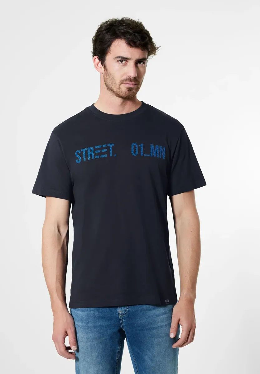 

Футболка STREET ONE MEN из трикотажа однотонного цвета, синий