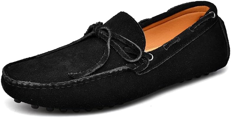 

Мужские замшевые лоферы, мокасины-слипоны с бантом, повседневные ботинки-лодочки с резиновой подошвой Generic, черный