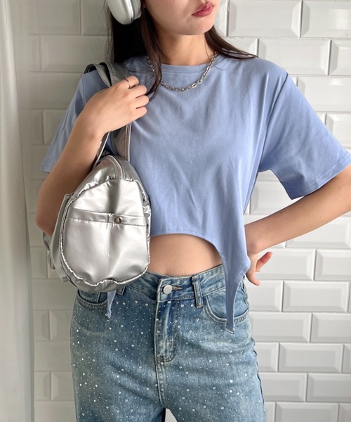 

SOLLON. Футболка с короткими рукавами и подвязкой, SOLLON, светло-голубой