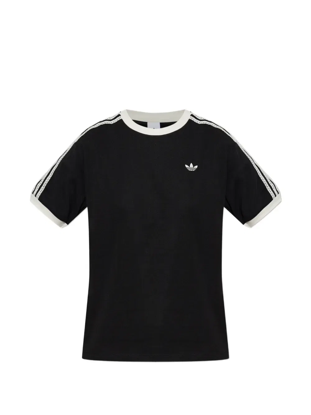 Футболка с логотипом-нашивкой и кружевными полосками Adidas, черный