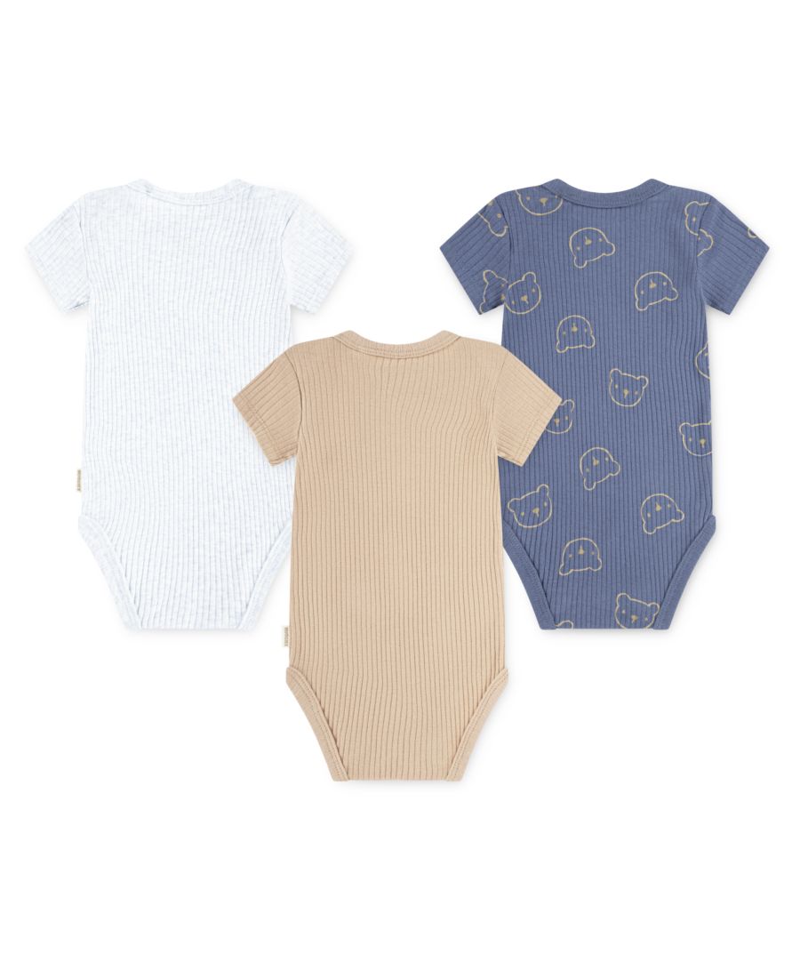 Комплект из 3 боди с короткими рукавами для мальчиков Huggies, White/Blue/Beige — фото 3