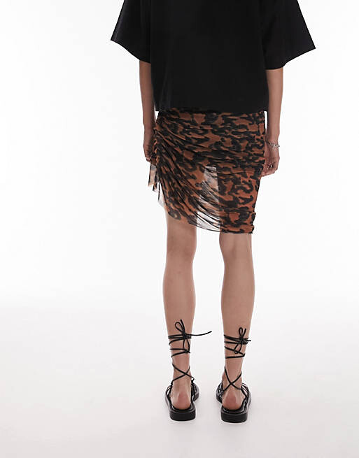 

Разноцветная мини-юбка асимметричного кроя со сборками Topshop Tall