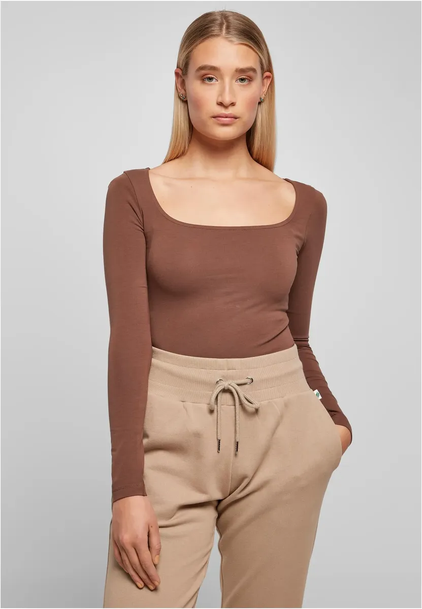 

Рубашка с длинными рукавами URBAN CLASSICS " Urban Classics Women's Ladies Organic Longsleeve Body", цвет Bark