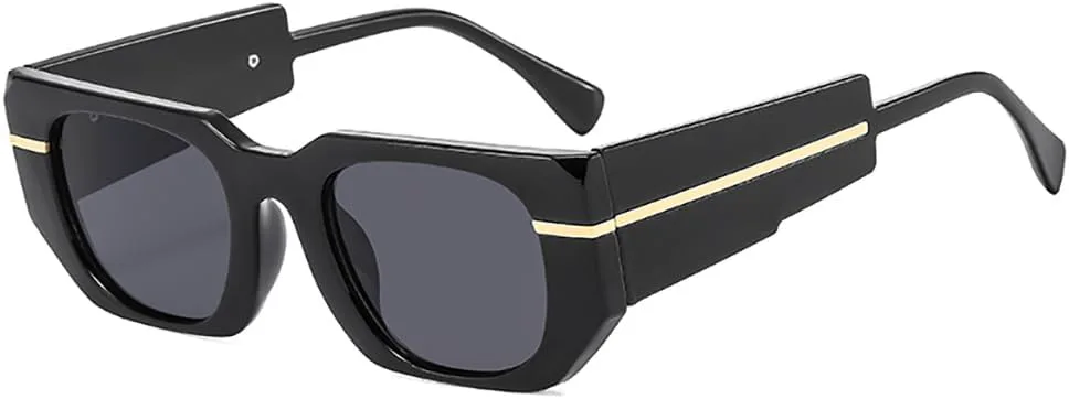 

Небольшие квадратные солнцезащитные очки для мужчин, модные, в пластиковой оправе, женские винтажные дизайнерские очки с защитой от УФ-излучения UV400 Azoxus, Black