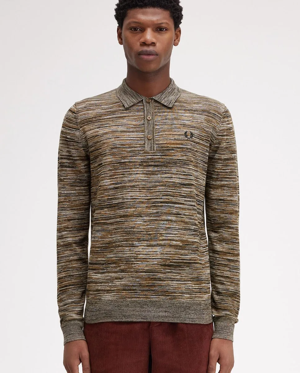 

Мужская рубашка-поло с длинными рукавами в крапчатую клетку Fred Perry, коричневый