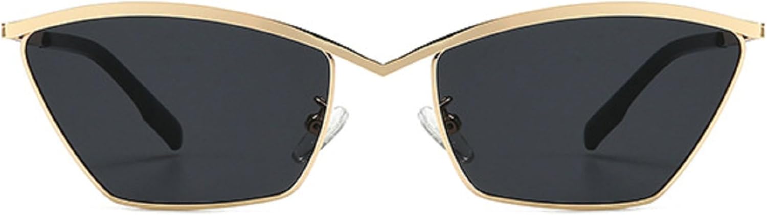 

Металлические солнцезащитные очки «кошачий глаз» для женщин, ретро-очки для отдыха на природе, пляжные солнцезащитные очки с защитой от УФ-излучения, черные очки N47 mincl, Gold Black