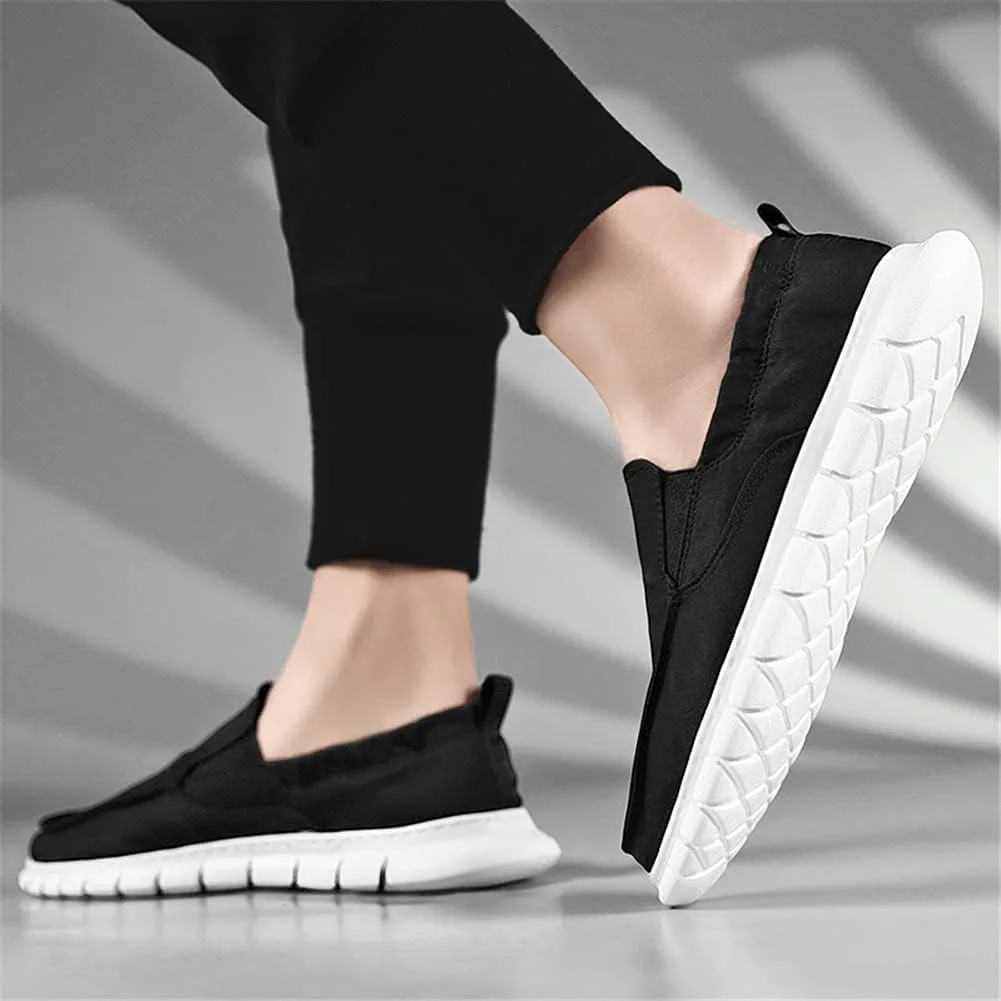 Мужские слипоны LLTMALL из ткани для вождения, повседневная обувь для прогулок, удобные мокасины, черный — фото 3