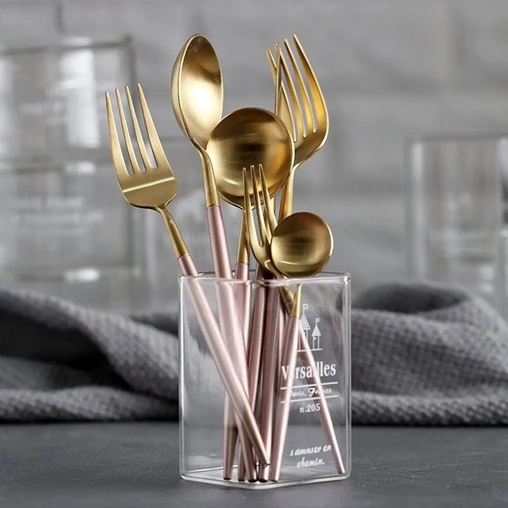 Набор столовых приборов, 24 предмета из нержавеющей стали, Gold(24pcs Rainbow) FBHFSUIEF