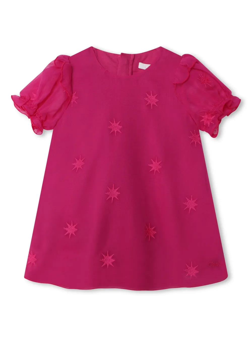 

Шелковое платье с вышивкой Chloé Kids, розовый