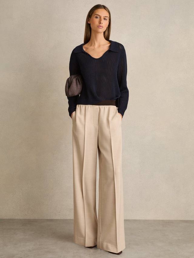 

Широкие брюки Wilde Contrast с эластичной резинкой на поясе Reiss, Neutral