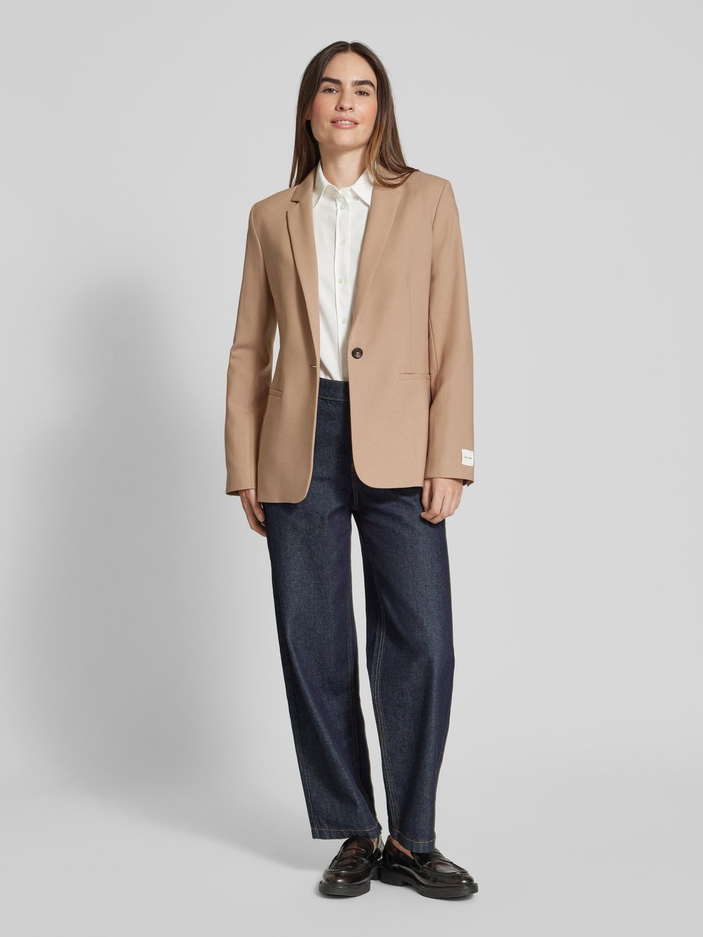 

Вискозный блейзер с воротником-лацканом Calvin Klein Womenswear, бежевый