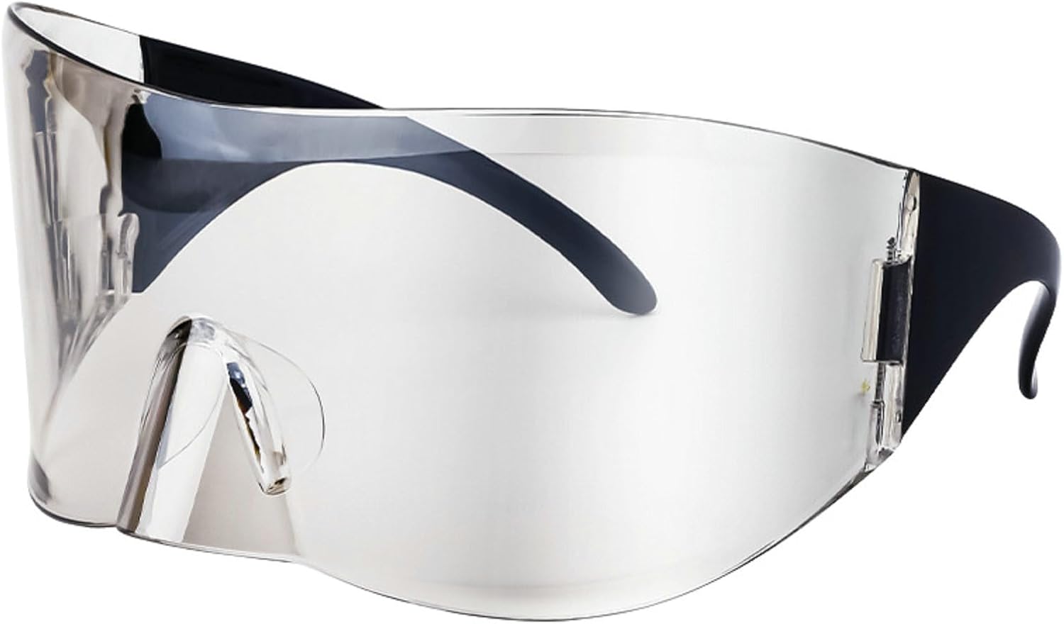 

Большие модные солнцезащитные очки-обтекатели для женщин и мужчин, концертные очки в стиле 2000-х, ретро, ​​Y2K, большие безрамочные солнцезащитные очки-щитки mincl, Clear Silver