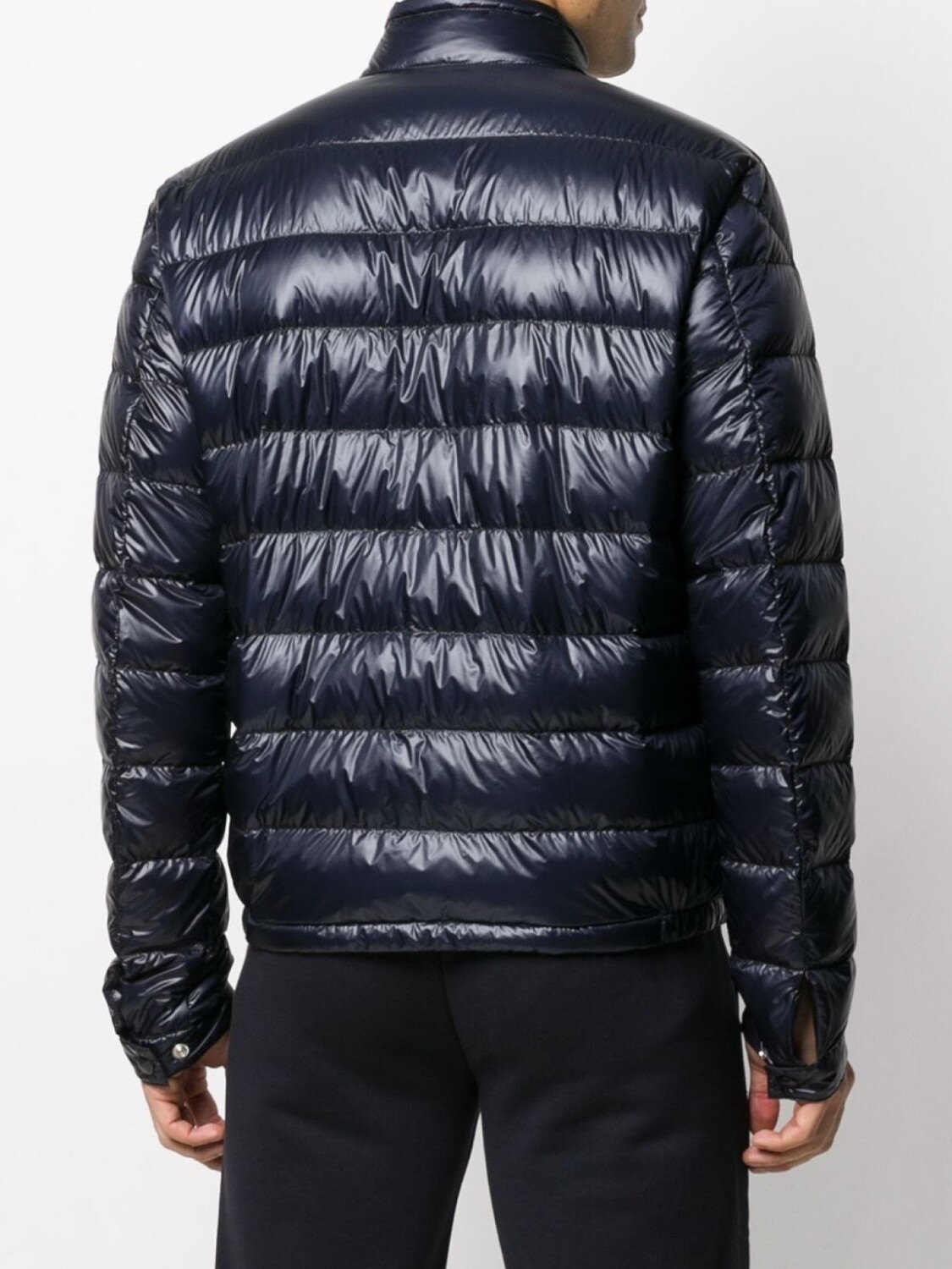 Стеганый пуховик с высоким воротником Moncler, синий — фото 4