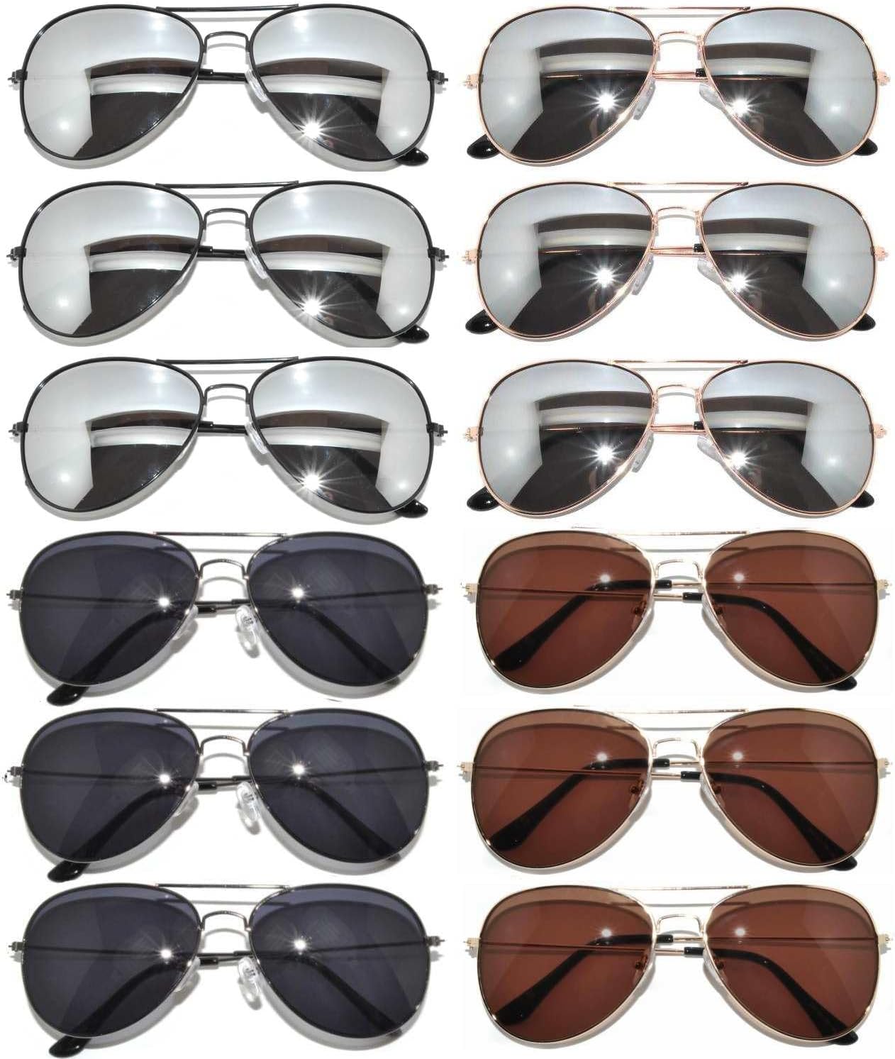 

Набор из 12 солнцезащитных очков-авиаторов OWL с зеркальными линзами, оптовая продажа женских и мужских очков в черной, серебряной и золотой оправах, Black Mirror, Gold Mirror, Black Smoke, Gold Brown