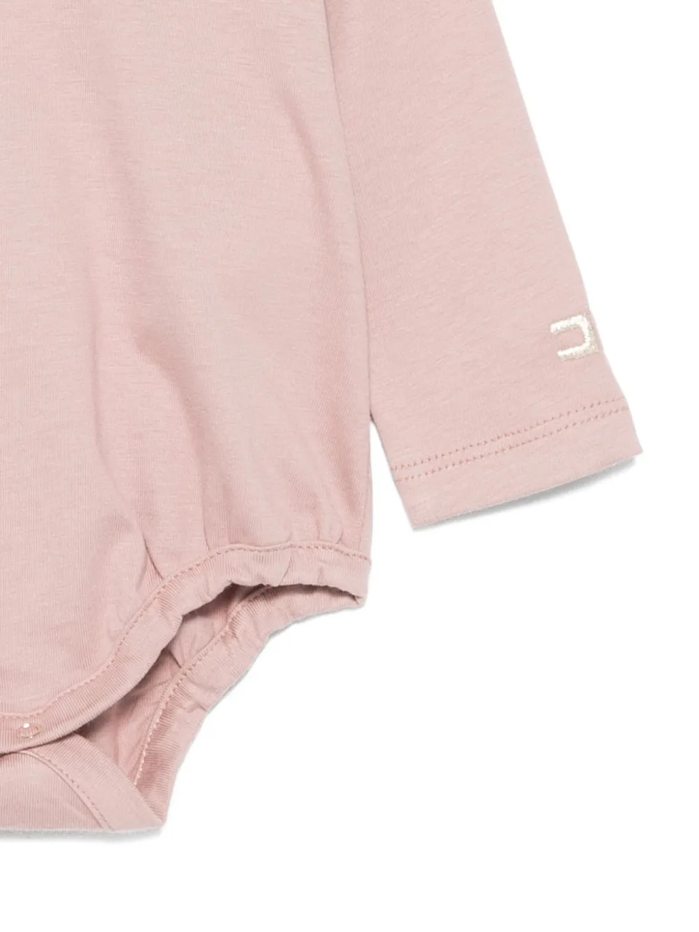 Вышитый боди с длинными рукавами Elisabetta Franchi La Mia Bambina, розовый — фото 3