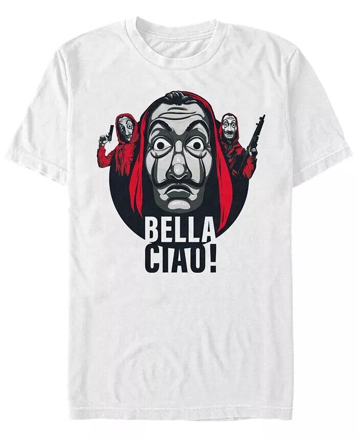 

Мужская футболка с коротким рукавом La Casa De Papel Bella Ciao Masked Trio Fifth Sun, белый