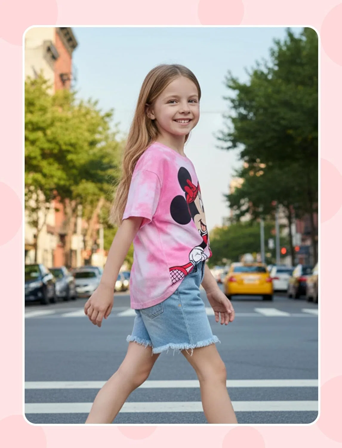 Футболка с принтом Minnie Mouse, Disney, детская, розовая, 2-9 лет — фото 2