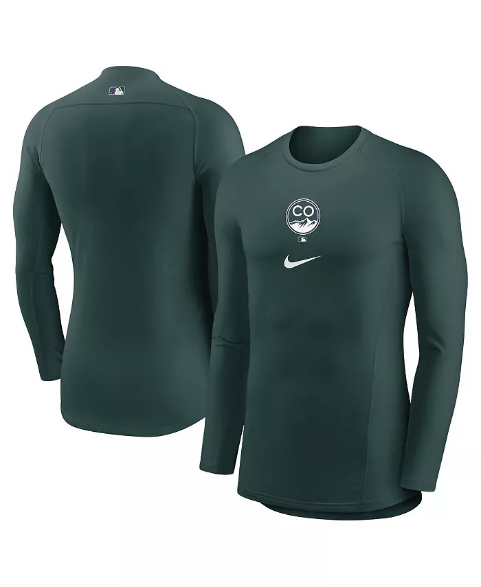 

Мужская зеленая базовая футболка с регланными рукавами Colorado Rockies City Connect для активного образа жизни Nike