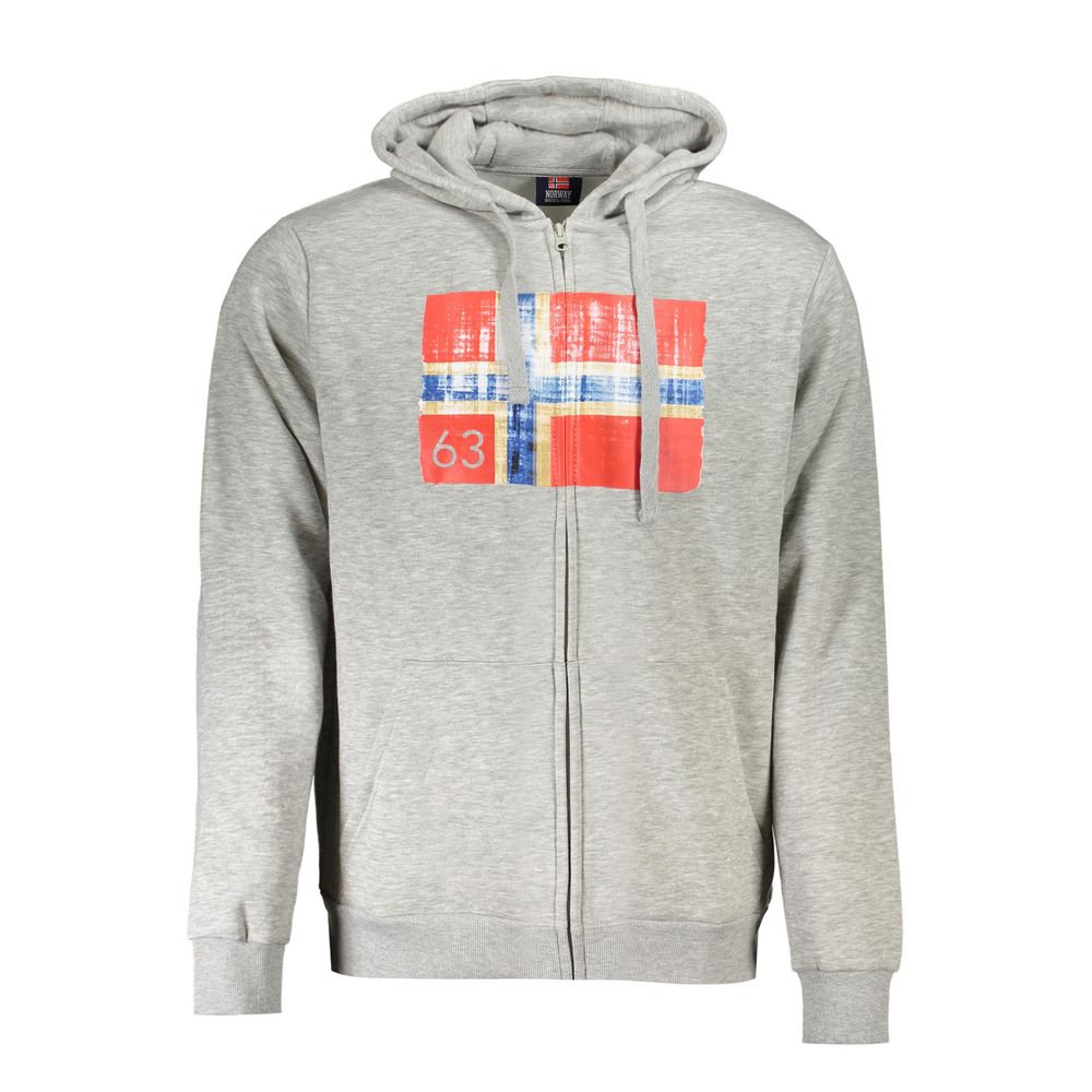 

Серый хлопковый мужской свитер с капюшоном Geographical Norway