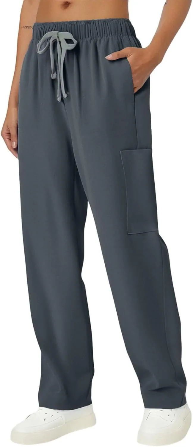 

Медицинские штаны скрабы для женщин с эластичным поясом и карманами Shusuen