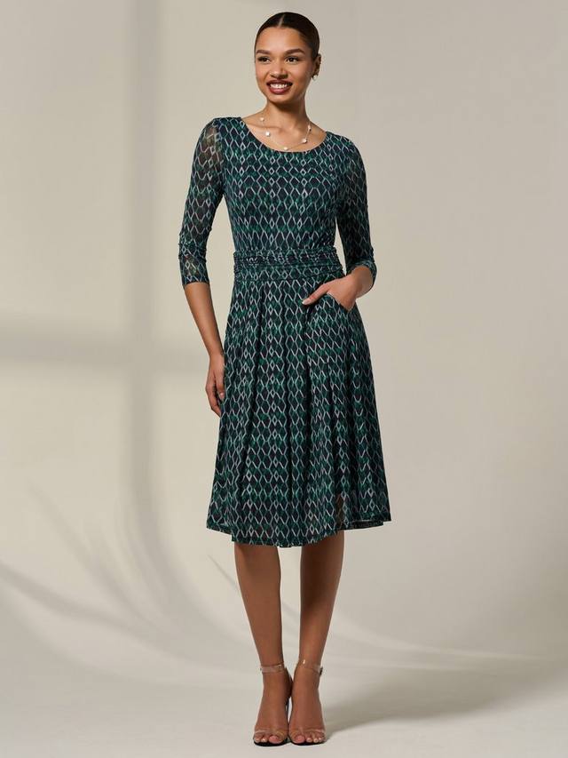 

Геометрическое платье миди с сетчатыми вставками Jolie Moi, Green