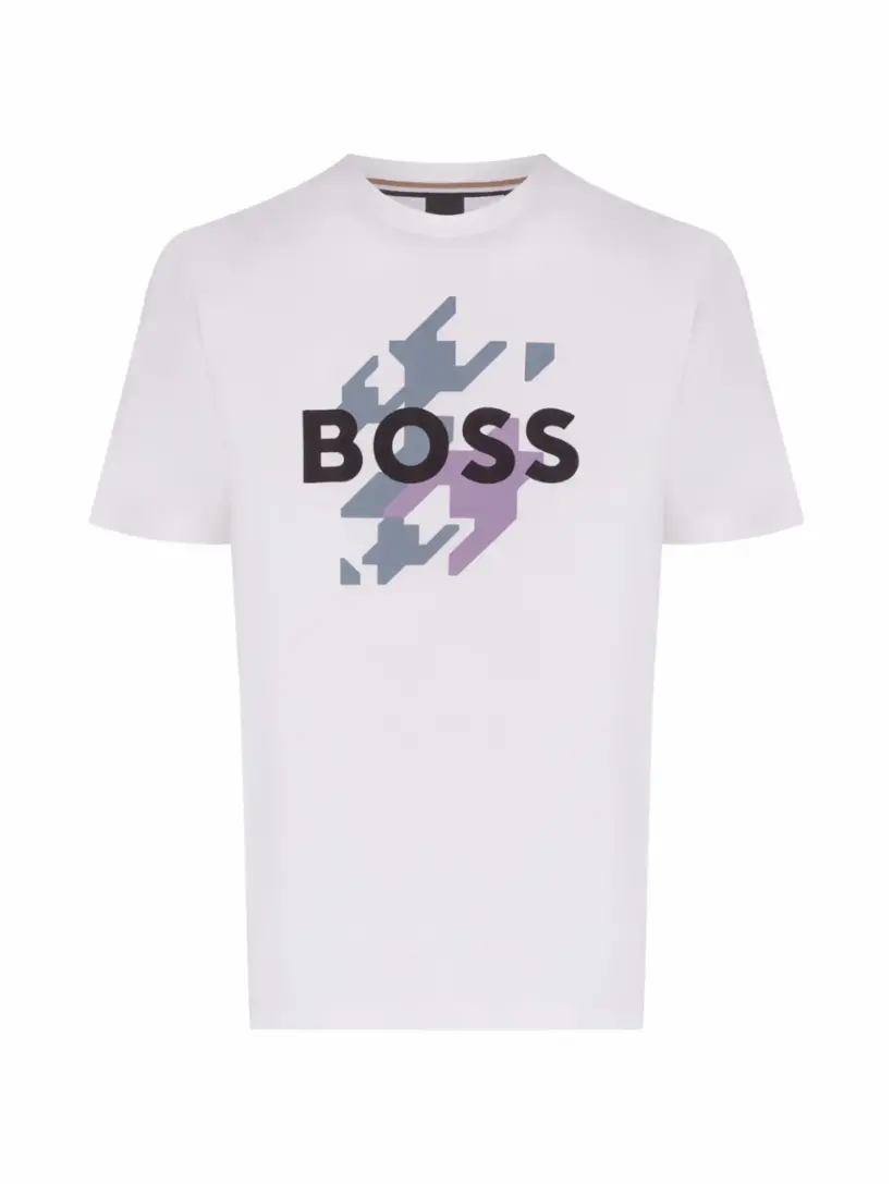 

Хлопковая футболка с логотипом BOSS, белый