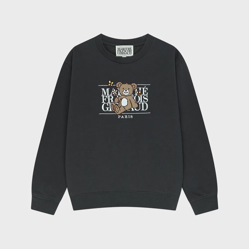 Детский угольный свитшот с цветочным медведем Classic Logo Regen от Marithé Kids — фото 2