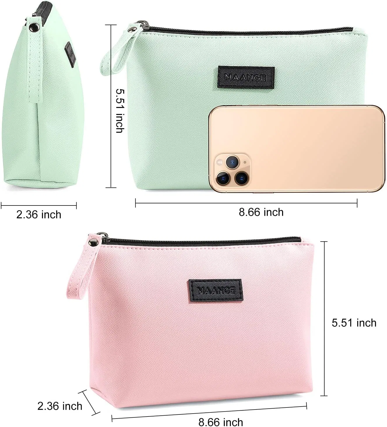 Маленькая косметичка с ручкой от MAANGE Maange, Pink + Green — фото 2