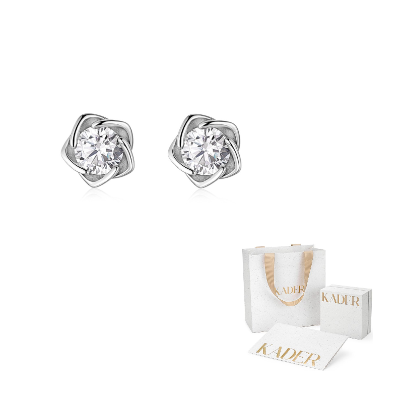 

KADER Серьги-гвоздики S92 из белого золота с серебряными штифтами, в коробке