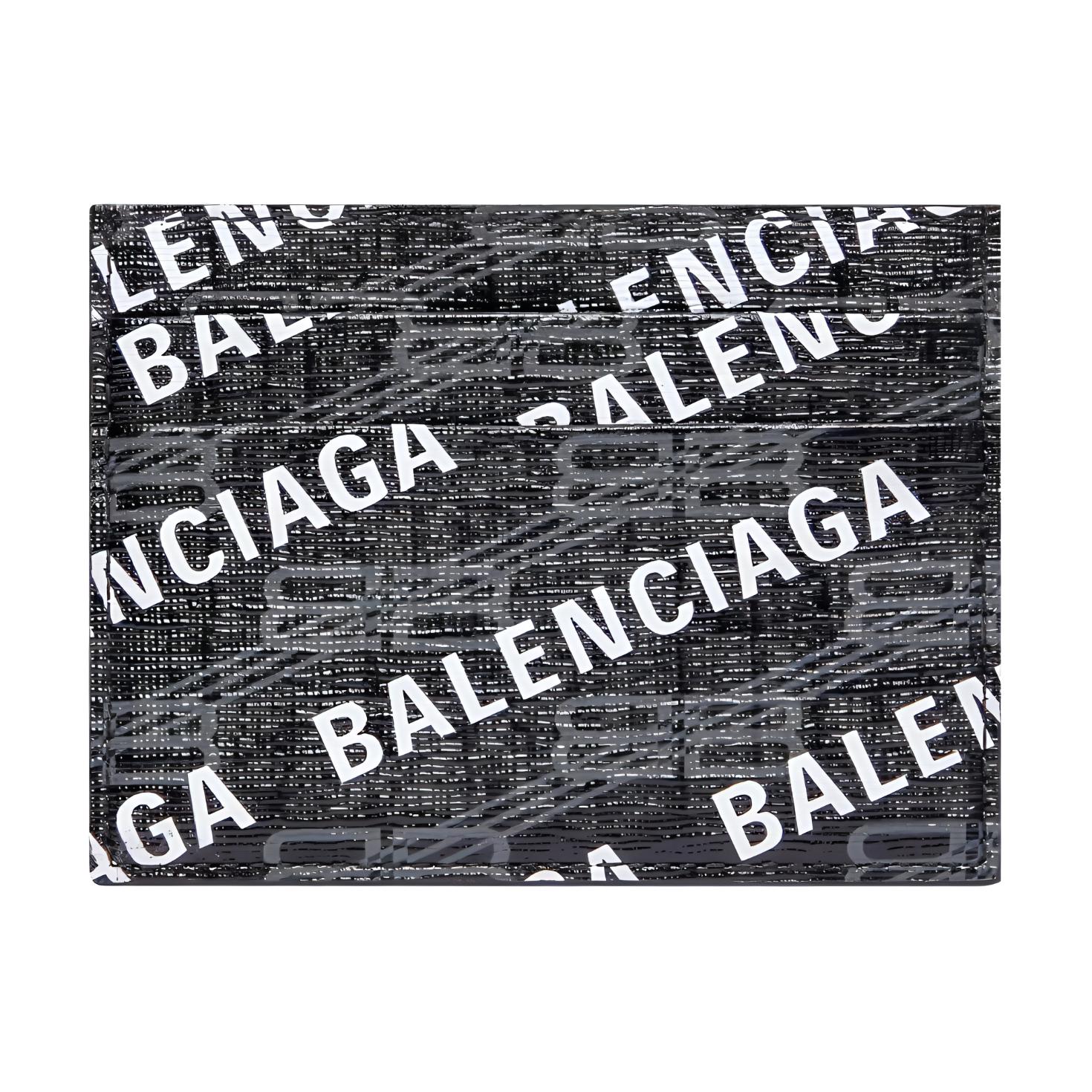 

Balenciaga Холст-держатель для карт с монограммой BB и подписью, черный, белый, мужской